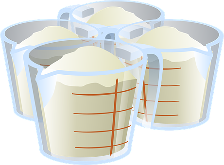 Four Measuring Cups Filled With Flour image in article Nutrition Guidelines for Infants and Young Children in Child Care